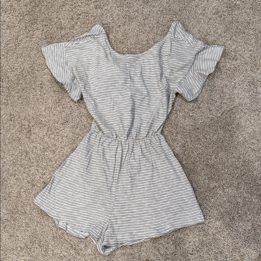 Lush Gray and White Striped Romper Size Small